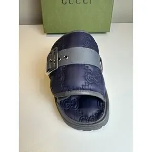 Gucci | Shoes | Nib Authentic Gucci Mens Sandals Blue Nylon  display picture 1